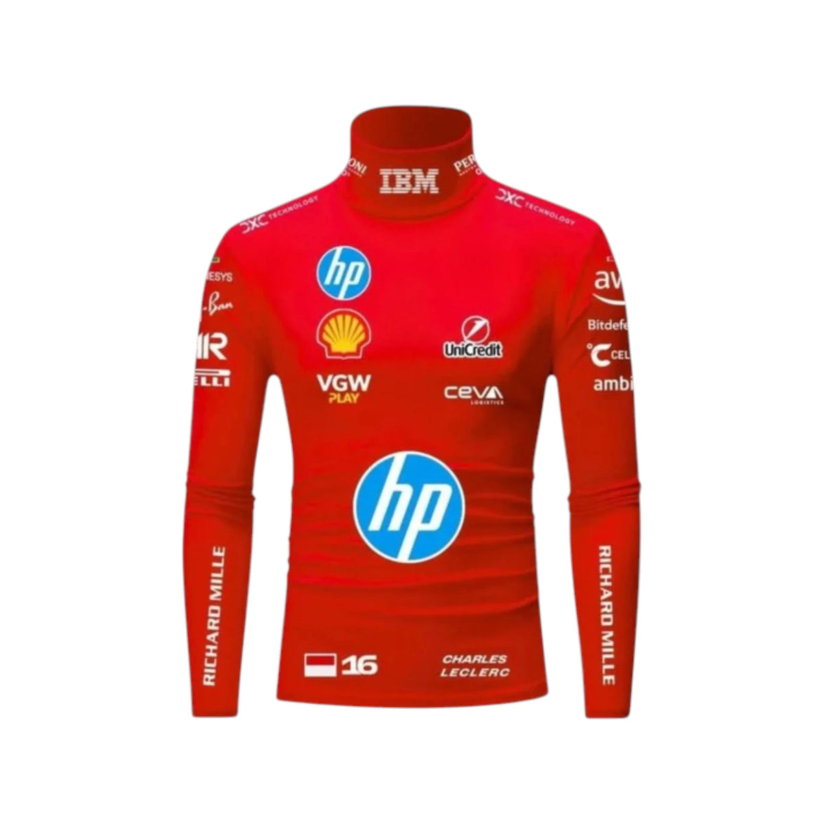 Charles Leclerc 2025 Ferrari F1 Undershirt (Red) - Trending Racegears image 1