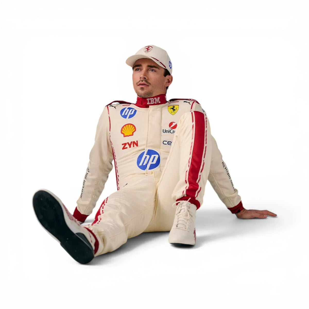 Charles Leclerc 2026 Monaco Grand Prix Ferrari F1 Inspired Race Suit in Ferrari Red, Back view showing printed sponsor logos, by Trending Racegear