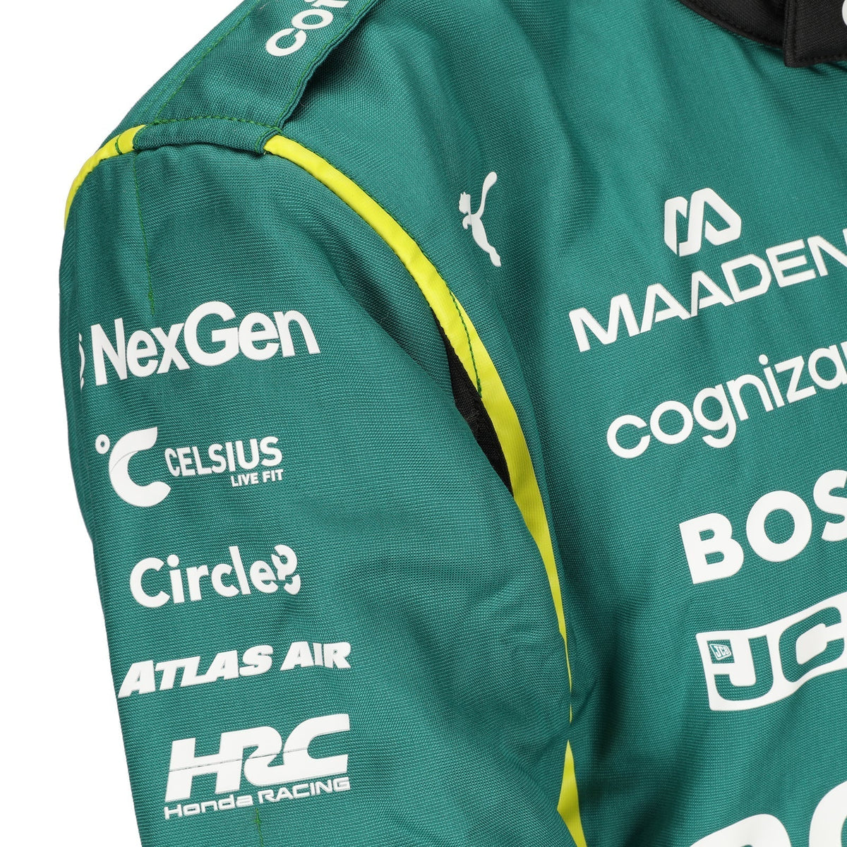 NexGen and Honda Racing sleeve logos on Fernando Alonso’s 2026 F1 race suit – Trending Racegear.